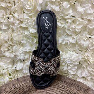 Black Sandal with Gem Detailing